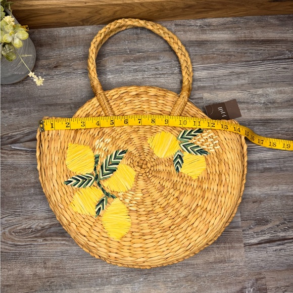 J Jill Lemon Braided Market Woven Rattan Basket Circle Round Purse Handbag NWT - Picture 9 of 10